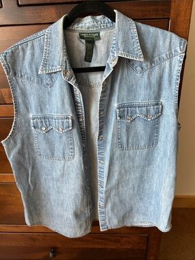 Ralph Lauren Light Blue Denim Sleeveless Western Vest